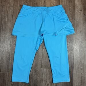 Lands End Blue Swim Skirt Capri Leggings Size L 14-16 Modest Swimwear